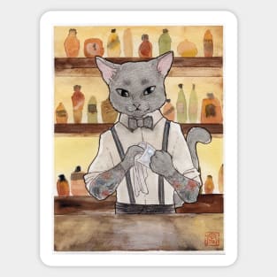 Bartender Cat Takeshi Sticker